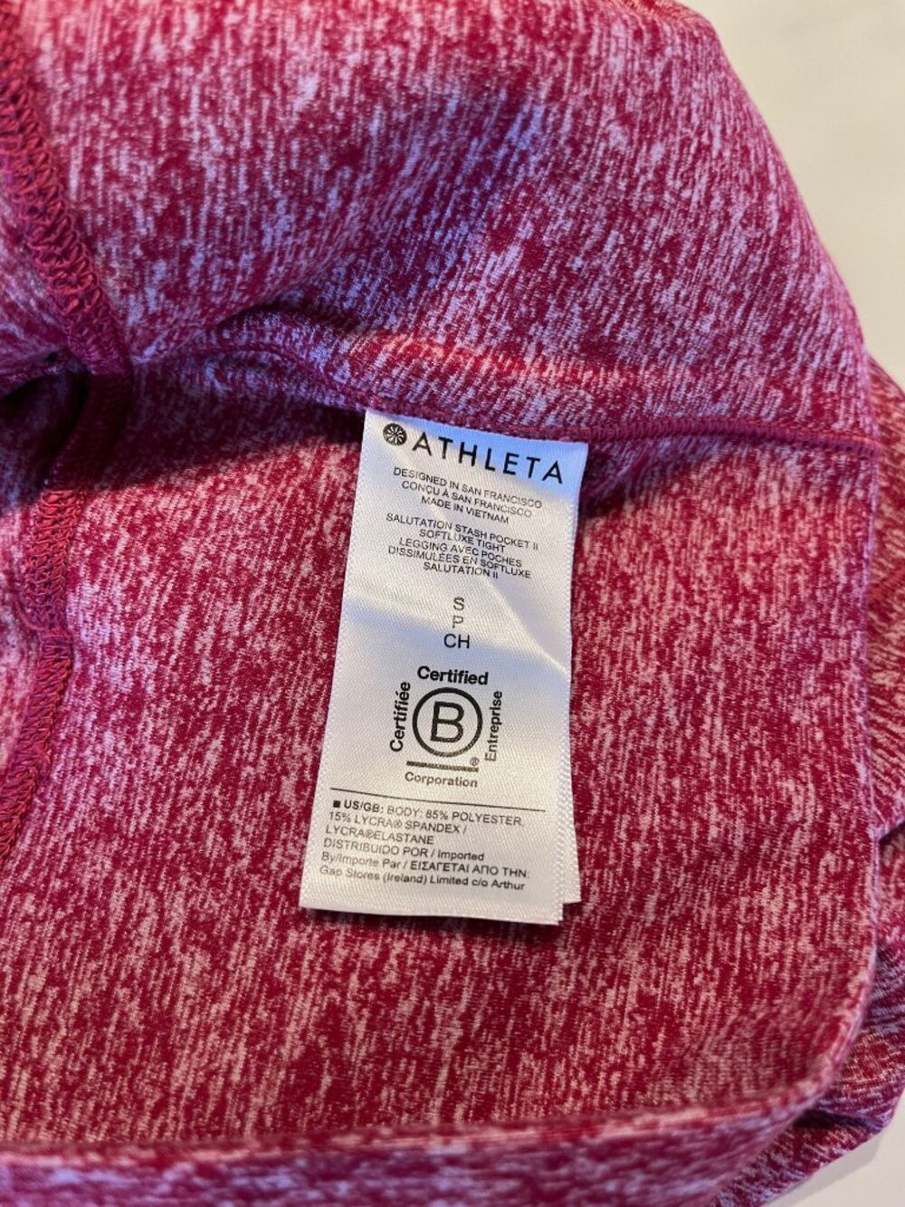 Athleta Salutation Stash Pocket II Leggings Heather Red High Rise - Size Small - Picture 8 of 12